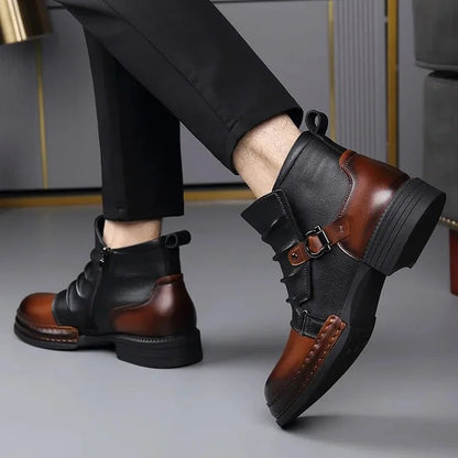 OwenGrid Men's Genuine Leather Ankle Boots