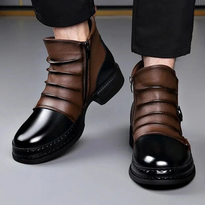 OwenGrid Men's Genuine Leather Ankle Boots