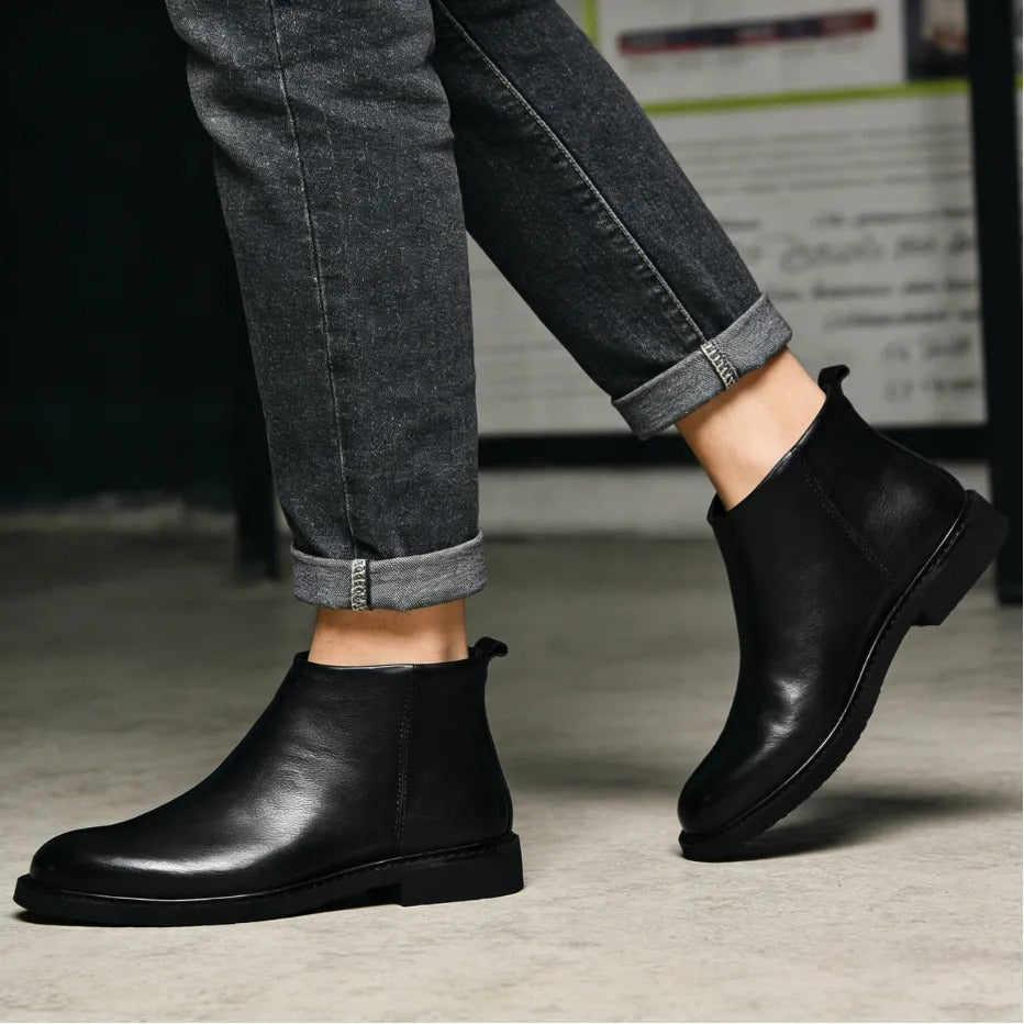OwenGrid Men's New Comfortable Non Slip Chelsea Leather Shoes
