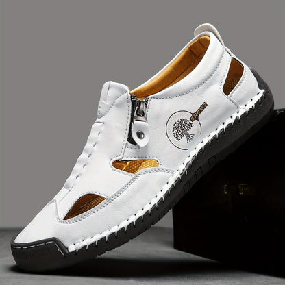 Men's Outdoor Leather Side zipper Closed Toe Beach Shoes