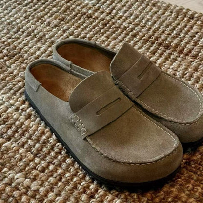 OwenGrid Men's Suede Cork Footbed Mule Loafers
