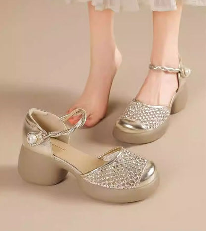 Women's Rhinestone Hollow Closed Toe Sandals