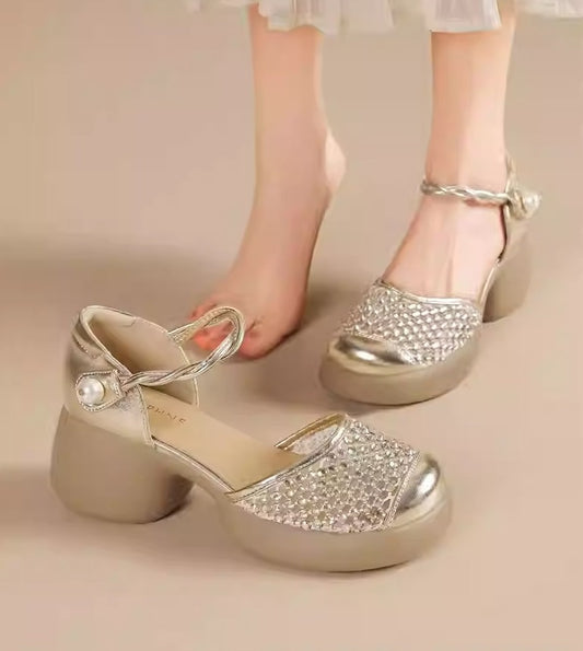 Women's Rhinestone Hollow Closed Toe Sandals
