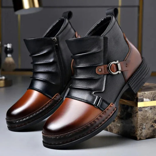 OwenGrid Men's Genuine Leather Ankle Boots