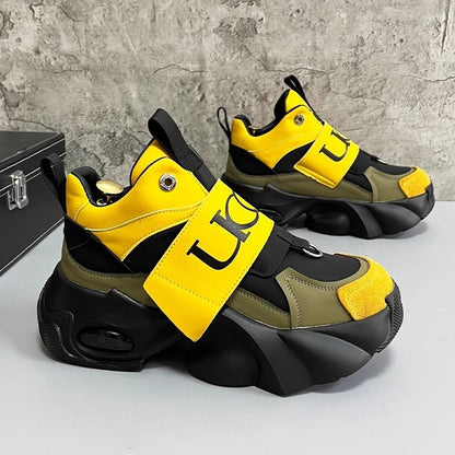 OwenGrid Men's Platform Trendy Rubber Sole Heightening Shoes