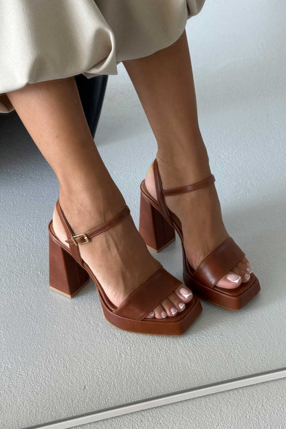 Matte Flat Toe Chunky High Heels