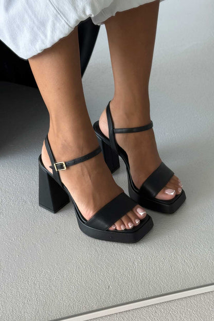 Matte Flat Toe Chunky High Heels