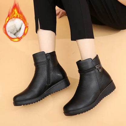 Women's Fur Lining Side Zipper Warm Ankle Boots