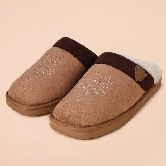 Men's Indoor Soft Faux Fur Square Toe Slippers
