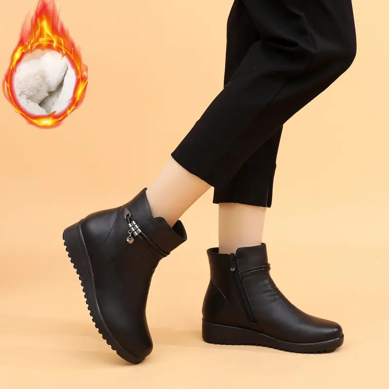 Women's Fur Lining Side Zipper Warm Ankle Boots