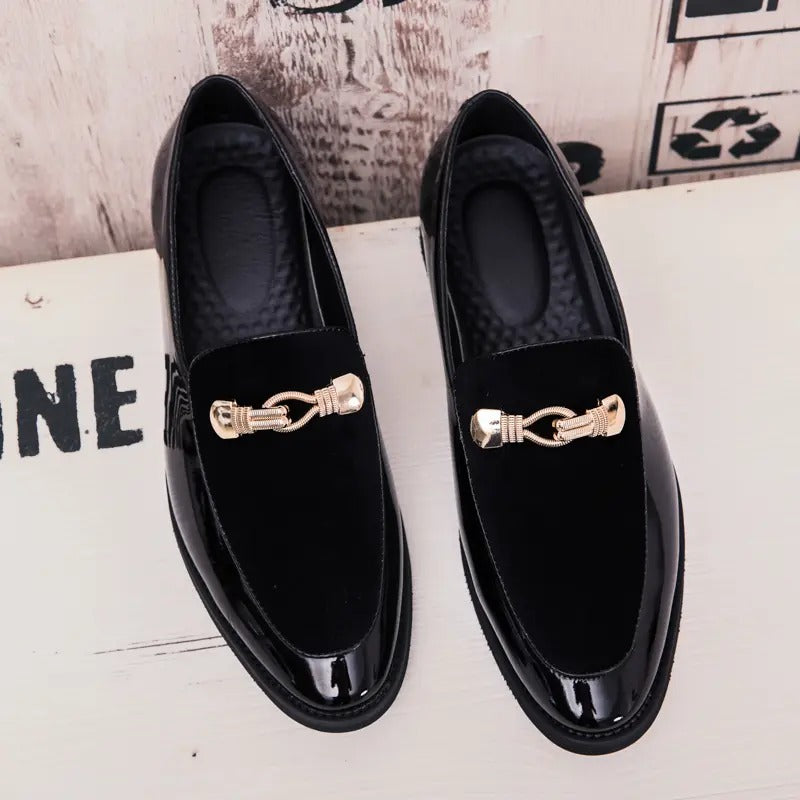 OwenGrid Men's Thick Sole Leather British Classic Bold Toe Cap Business Loafers
