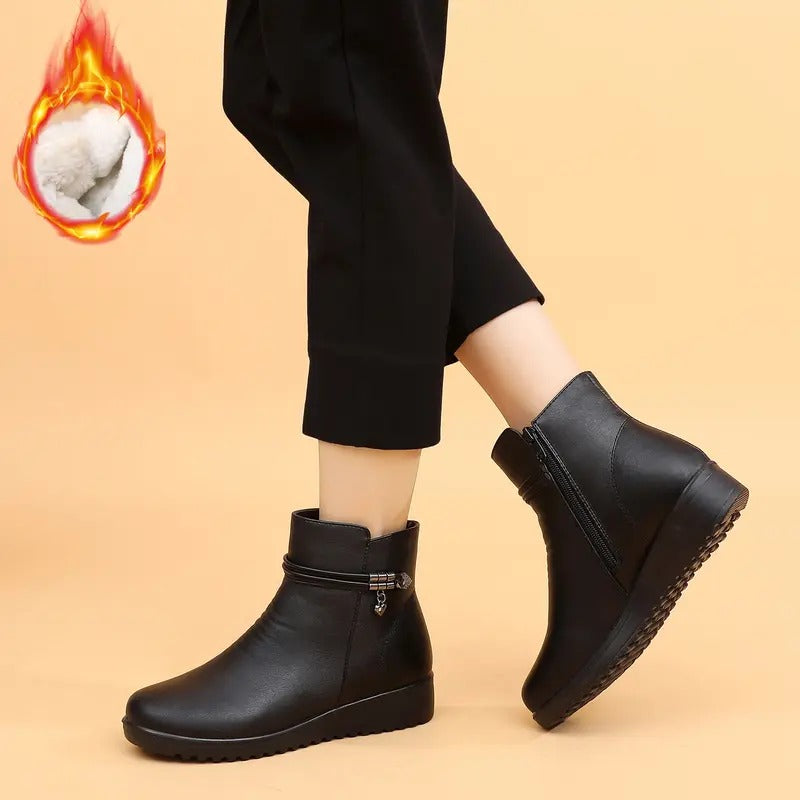 Women's Fur Lining Side Zipper Warm Ankle Boots