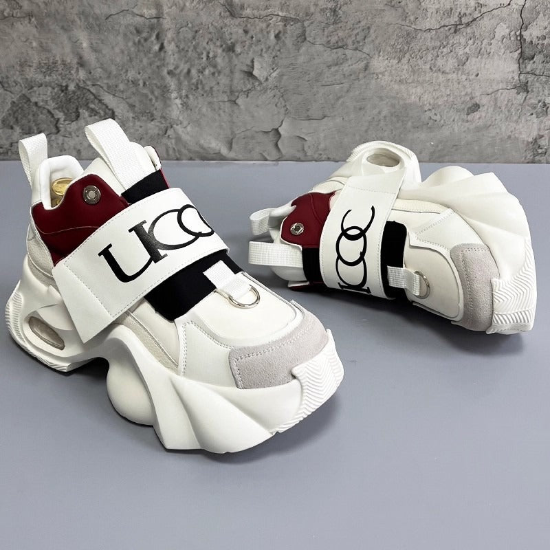 OwenGrid Men's Platform Trendy Rubber Sole Heightening Shoes