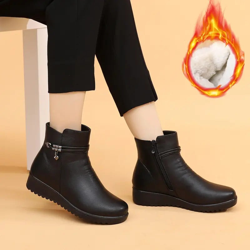 Women's Fur Lining Side Zipper Warm Ankle Boots