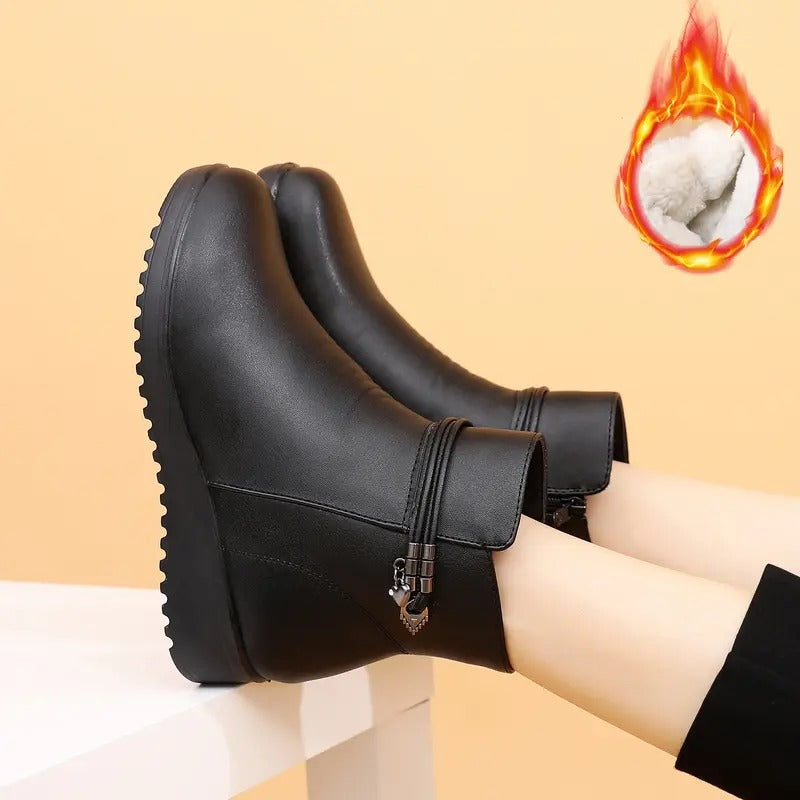 Women's Fur Lining Side Zipper Warm Ankle Boots