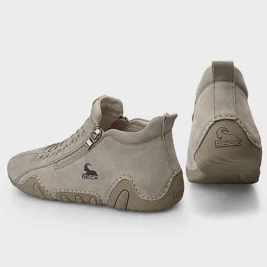 Men's Side Zipper High-top Leather Soft-soled Casual Shoes