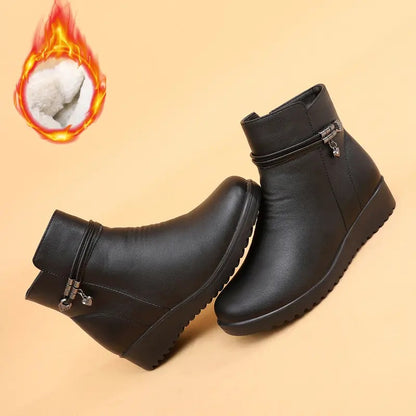Women's Fur Lining Side Zipper Warm Ankle Boots