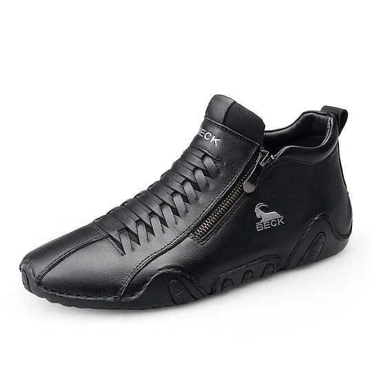 Men's Side Zipper High-top Leather Soft-soled Casual Shoes