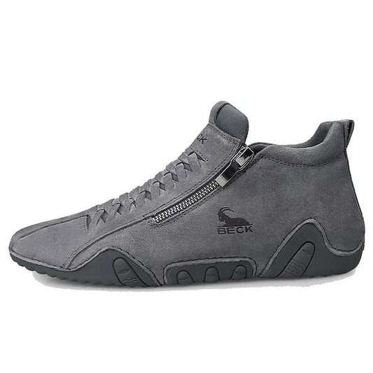 Men's Side Zipper High-top Leather Soft-soled Casual Shoes