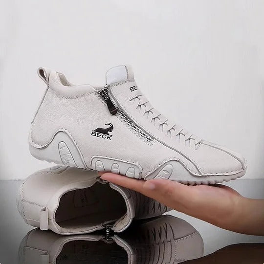 Men's Side Zipper High-top Leather Soft-soled Casual Shoes