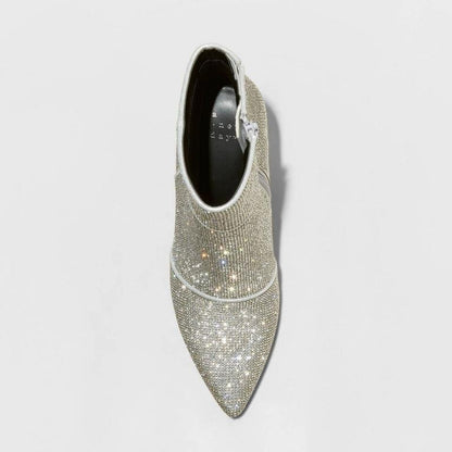 Women's Block Heel Shiny Ankle Boots