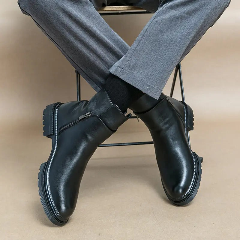 OwenGrid Men's Business Fashion Zipper Side Ankle Boots