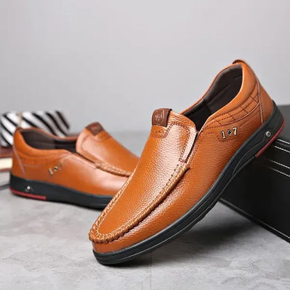OwenGrid Men's Genuine Leather Soft Insole Casual Business Slip On Loafers