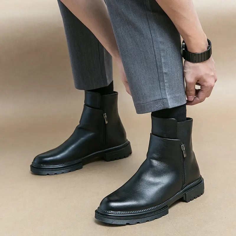 OwenGrid Men's Business Fashion Zipper Side Ankle Boots
