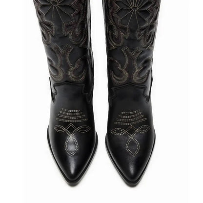 Women's Western Retro Embroidered Knee High Boots