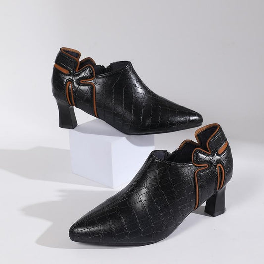 Women's Soft Leather Pointed Toe Ankle High Heels