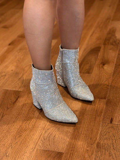 Women's Block Heel Shiny Ankle Boots