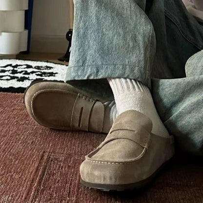 OwenGrid Men's Suede Cork Footbed Mule Loafers