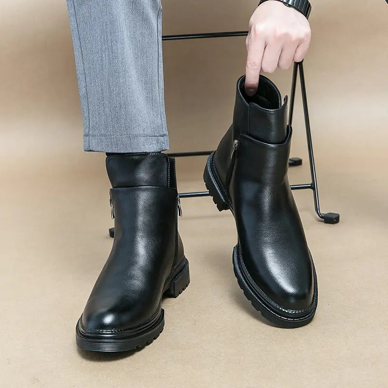 OwenGrid Men's Business Fashion Zipper Side Ankle Boots