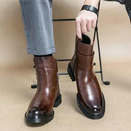 OwenGrid Men's Business Fashion Zipper Side Ankle Boots