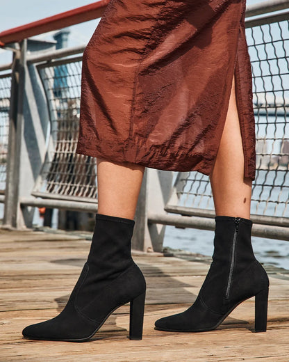 Autumn Women's Pointed Suede Chunky Heel Ankle Boots